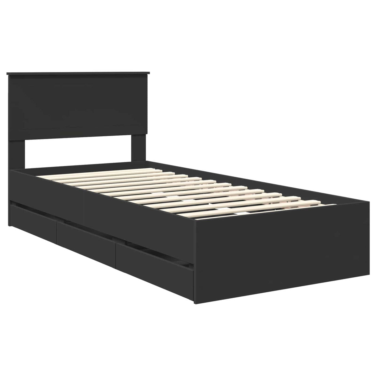 Bed Frame with Drawer Black 90 x 200 cm Engineer Wood