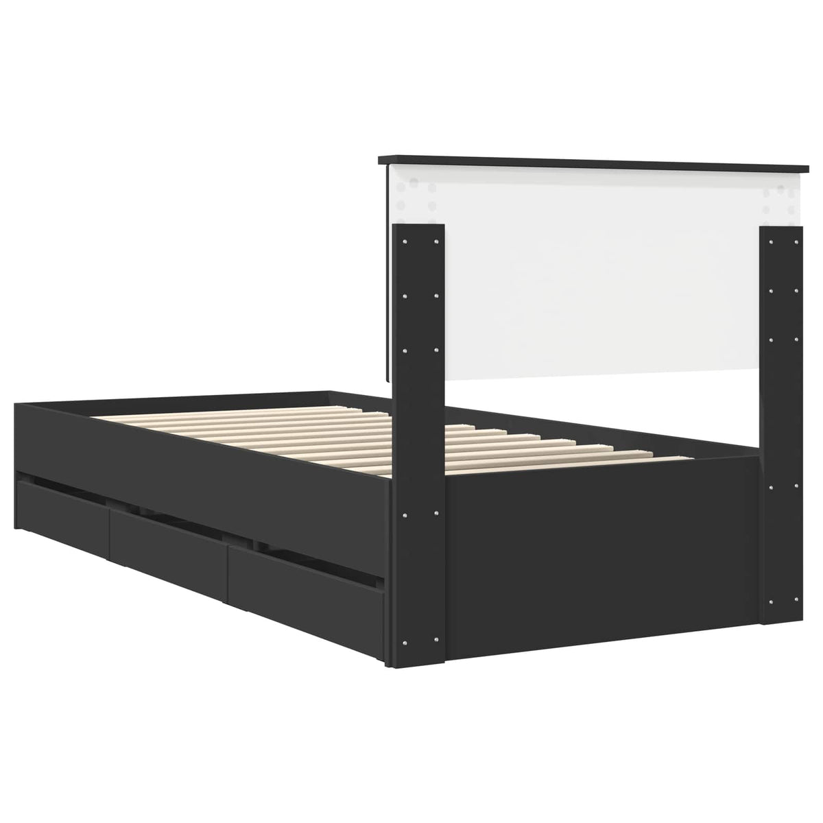 Bed Frame with Drawer Black 90 x 200 cm Engineer Wood