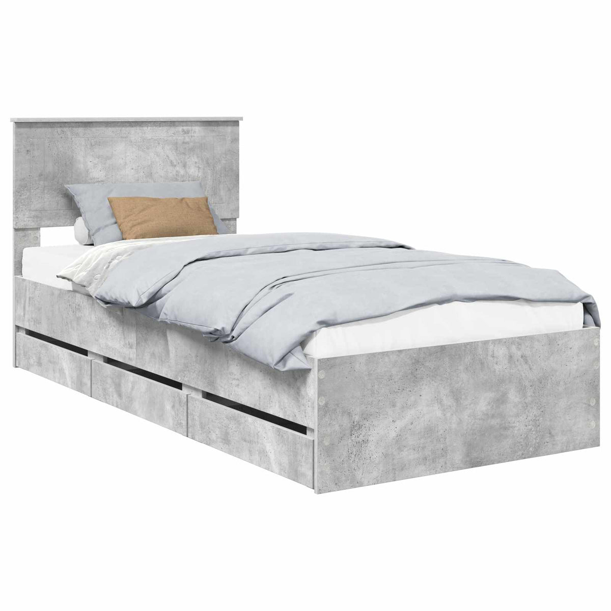 Bed Frame with Drawer Concrete Grey 90 x 200 cm Engineer Wood