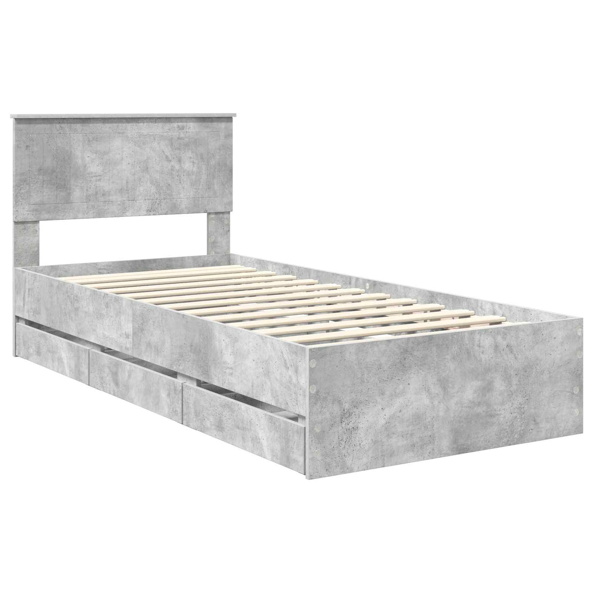 Bed Frame with Drawer Concrete Grey 90 x 200 cm Engineer Wood