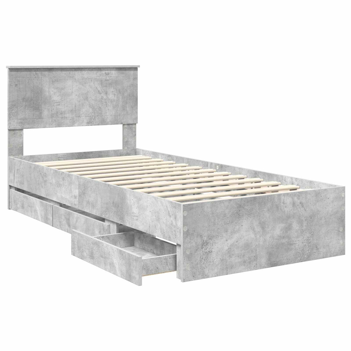 Bed Frame with Drawer Concrete Grey 90 x 200 cm Engineer Wood