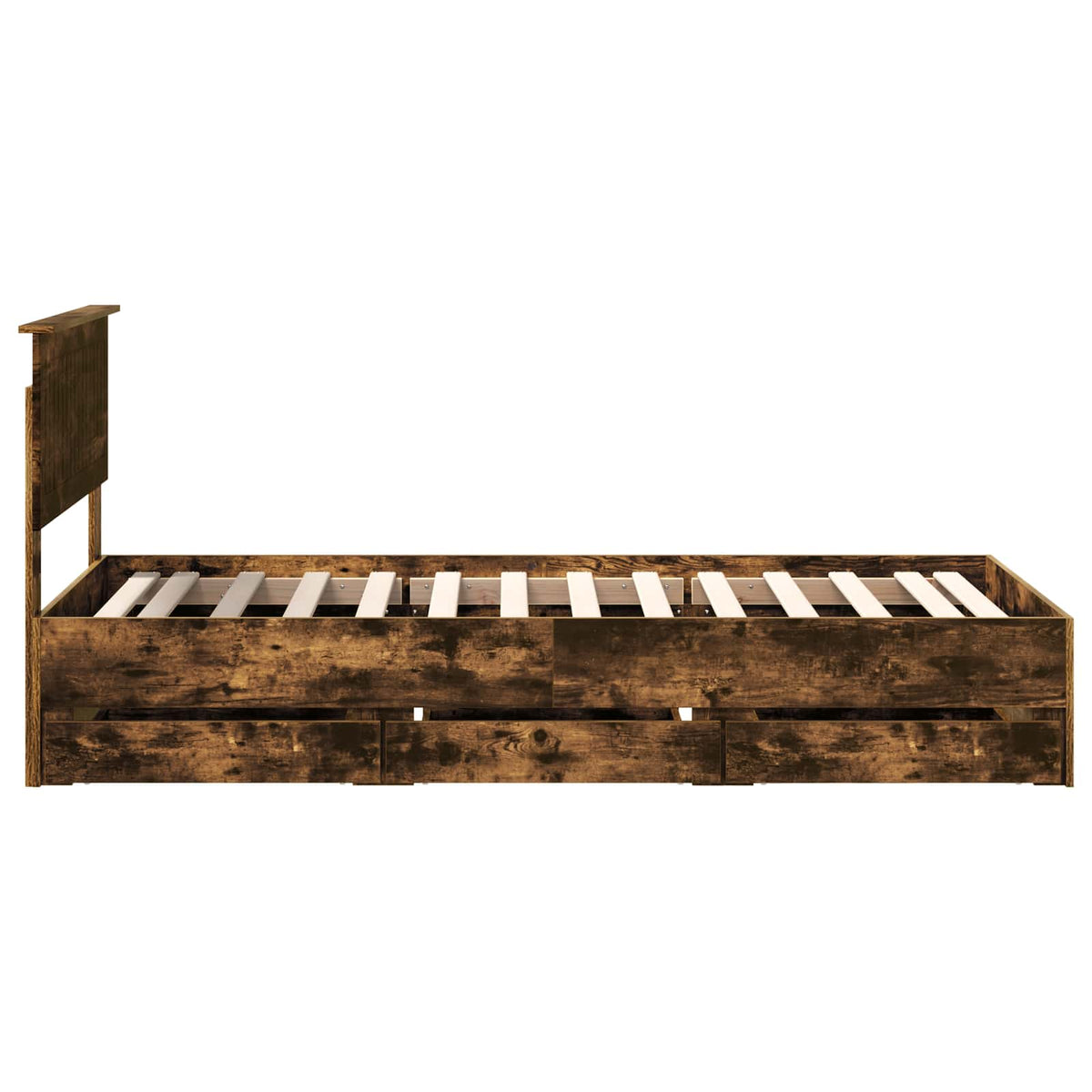 Bed Frame with Drawer Smoked Oak 90 x 200 cm Engineer Wood