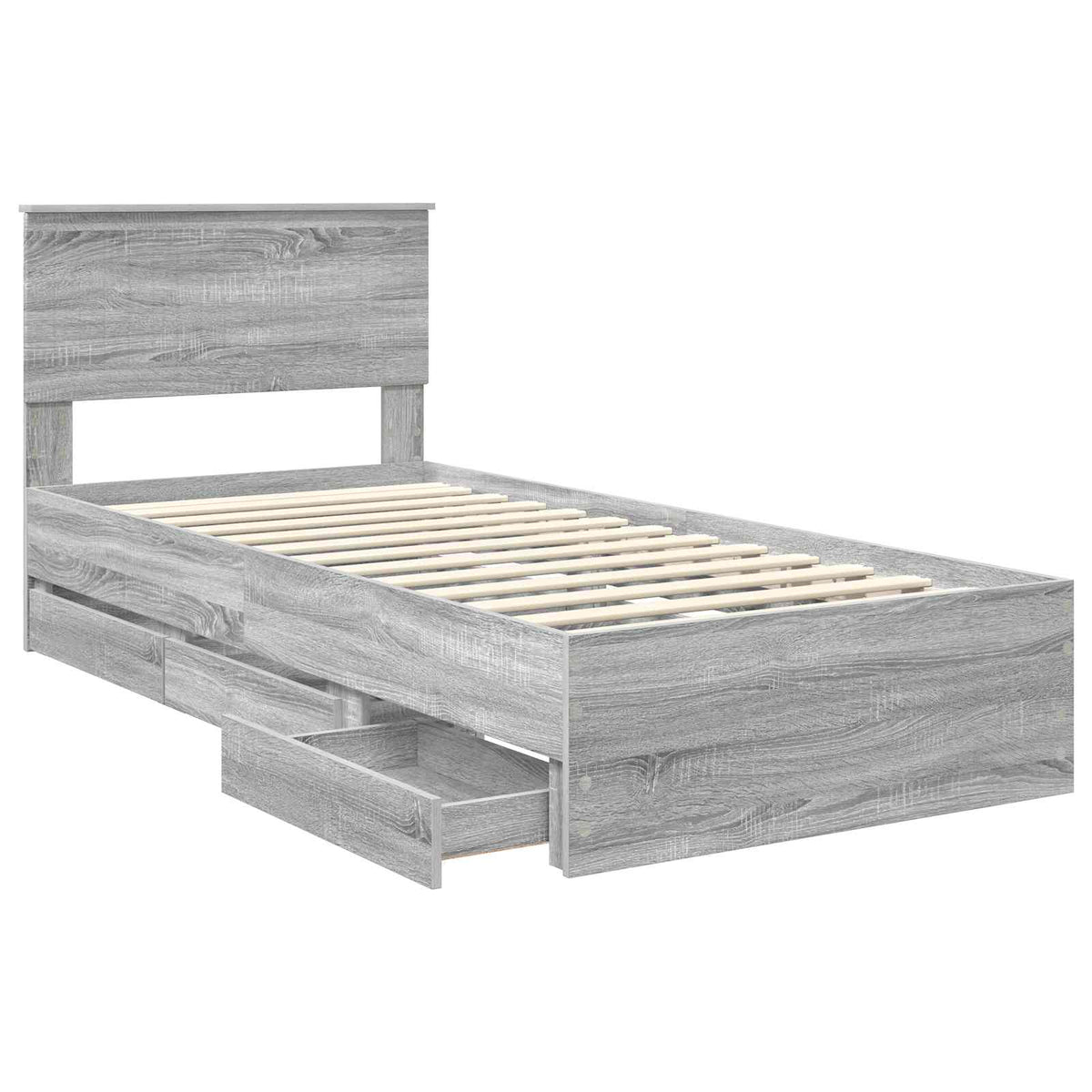 Bed Frame with Drawer Grey Sonoma 90 x 200 cm Engineer Wood