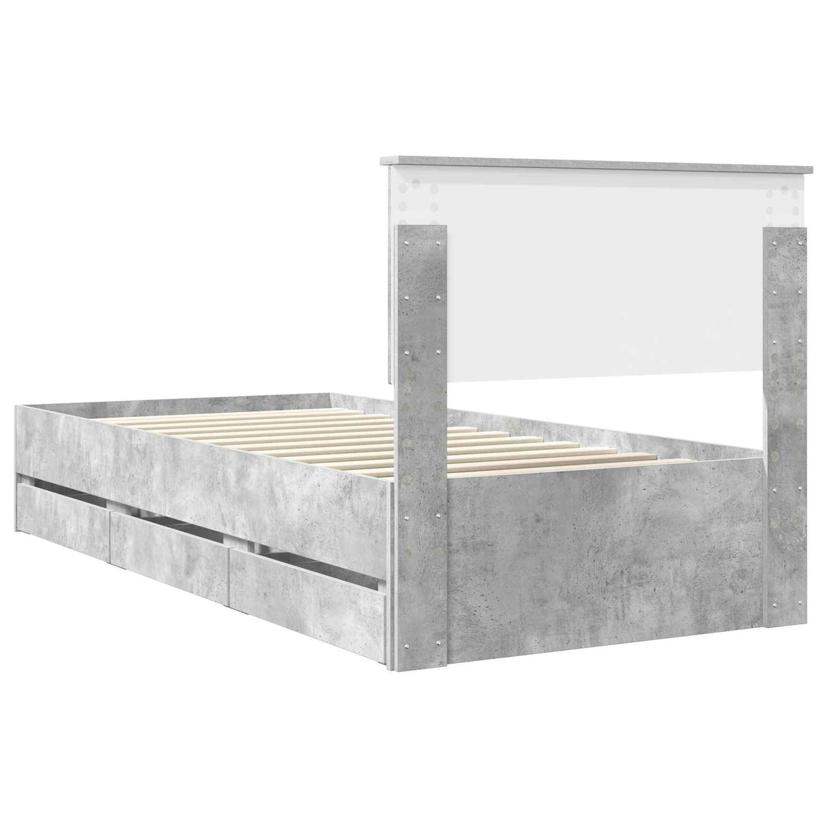 Bed Frame with Drawer Concrete Grey 90 x 190 cm Engineer Wood
