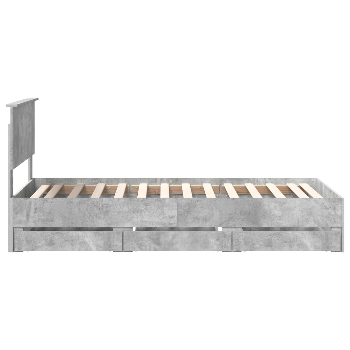 Bed Frame with Drawer Concrete Grey 90 x 190 cm Engineer Wood
