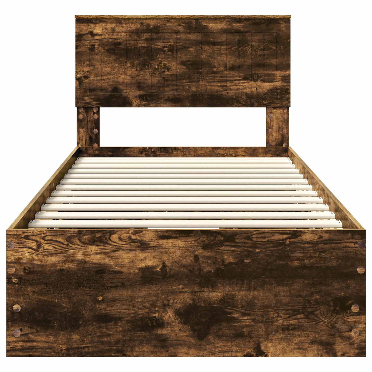 Bed Frame with Drawer Smoked Oak 90 x 190 cm Engineer Wood