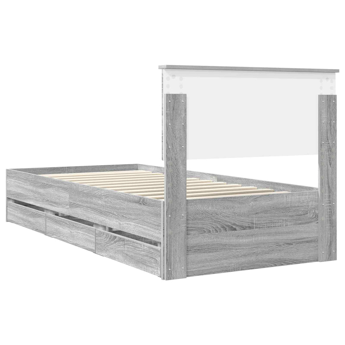 Bed Frame with Drawer Grey Sonoma 90 x 190 cm Engineer Wood