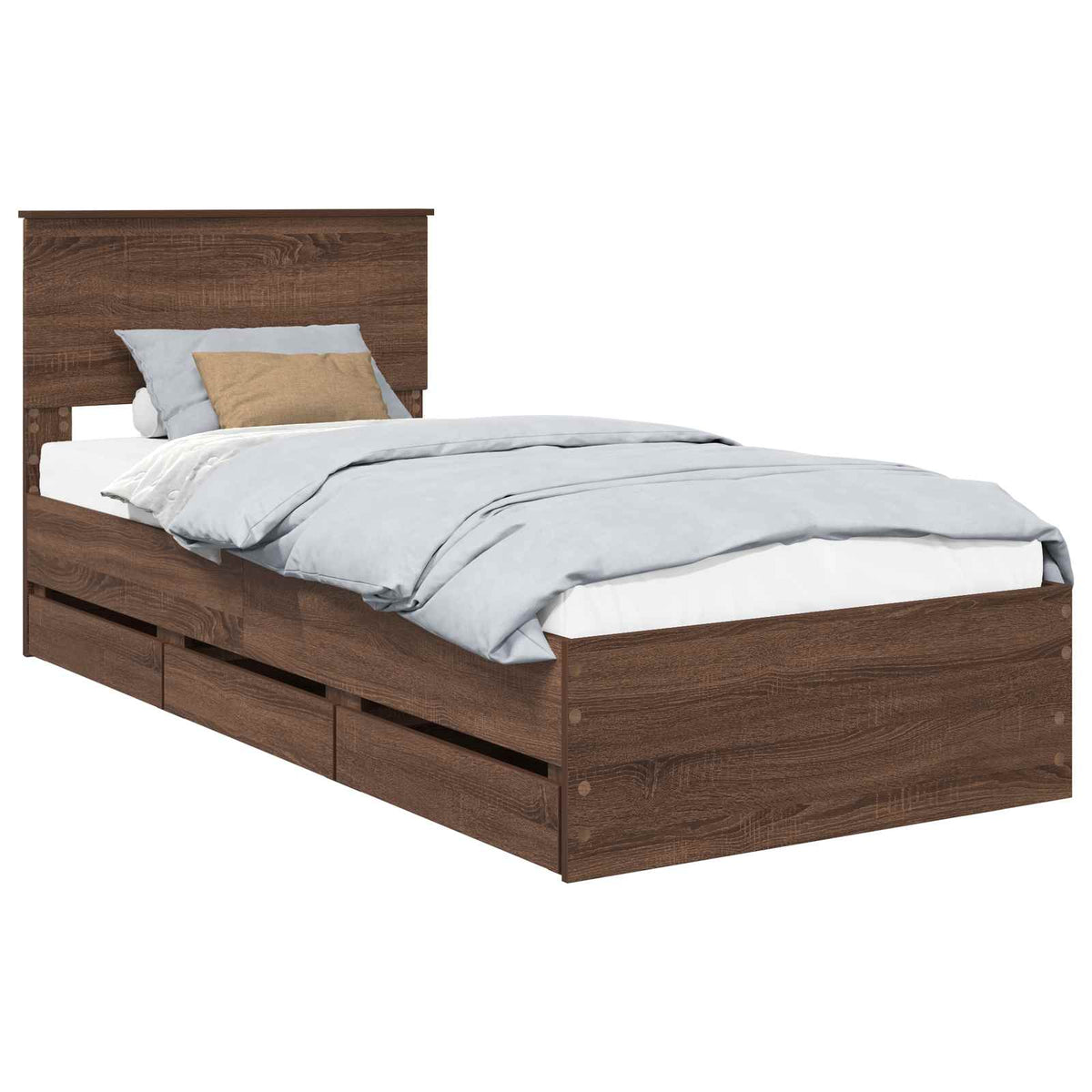 Bed Frame with Drawer Brown Oak 90 x 190 cm Engineer Wood