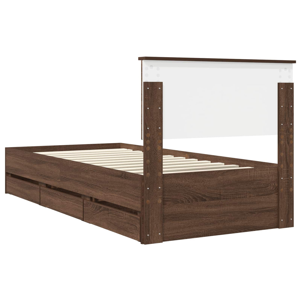 Bed Frame with Drawer Brown Oak 90 x 190 cm Engineer Wood