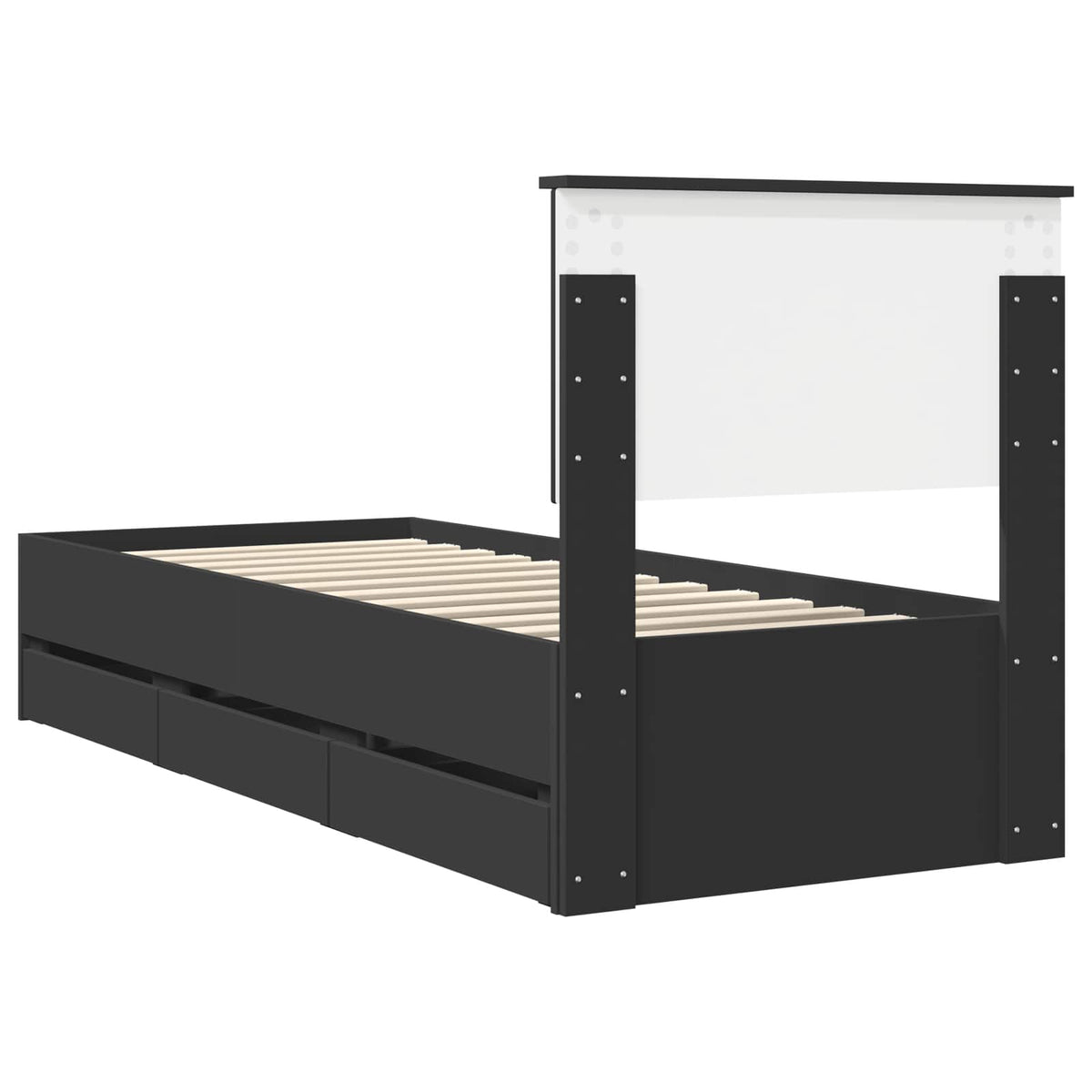 Bed Frame with Drawer Black 75 x 190 cm Engineer Wood