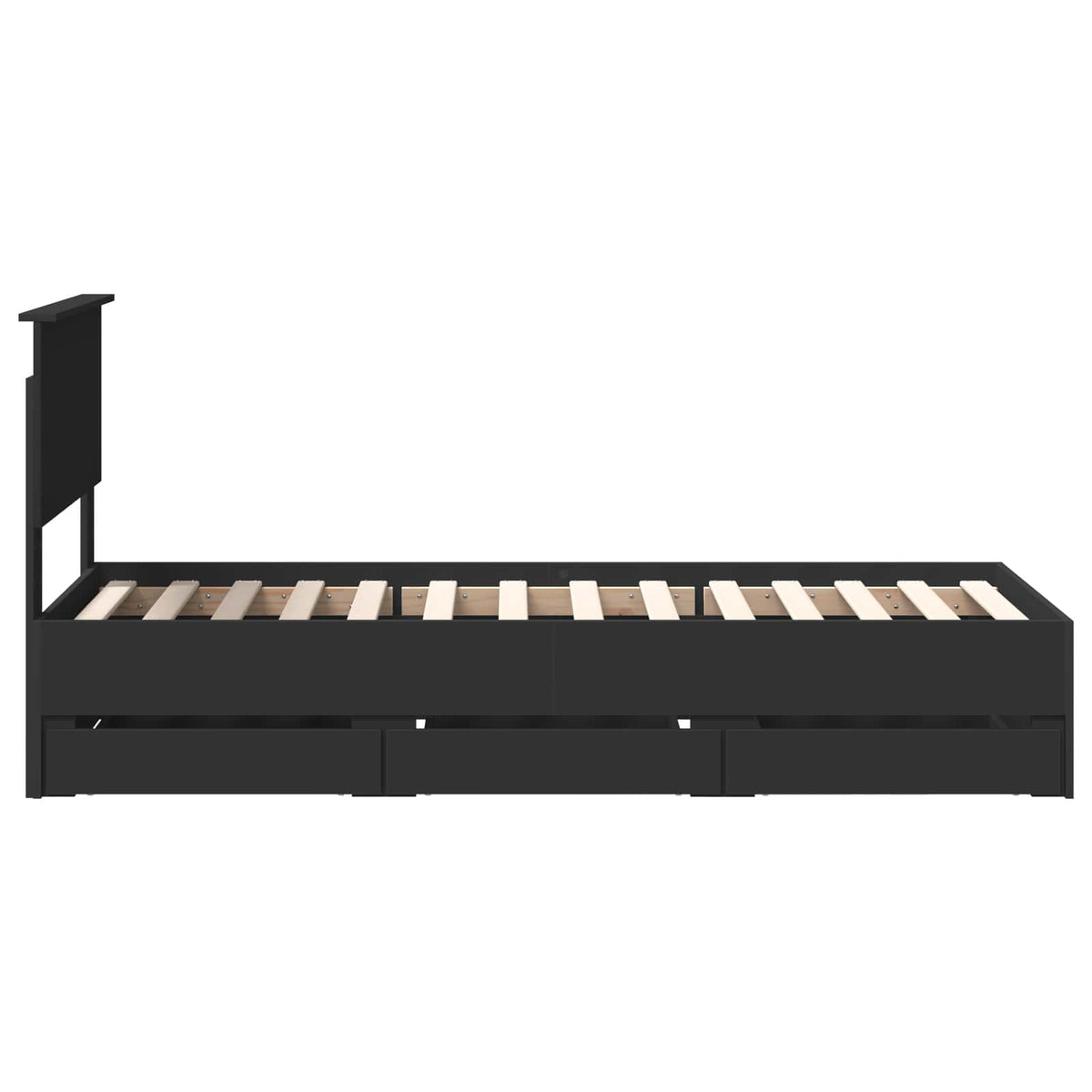 Bed Frame with Drawer Black 75 x 190 cm Engineer Wood