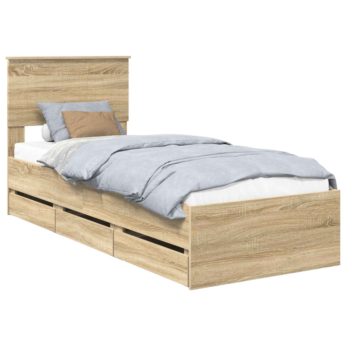 Bed Frame with Drawer Sonoma Oak 75 x 190 cm Engineer Wood