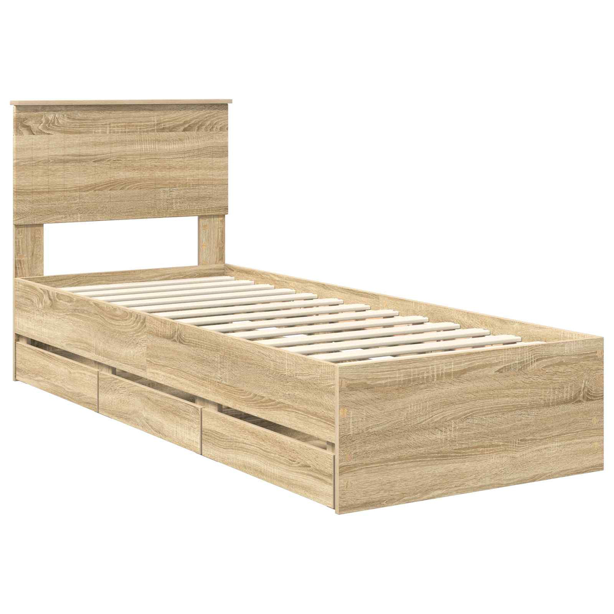 Bed Frame with Drawer Sonoma Oak 75 x 190 cm Engineer Wood