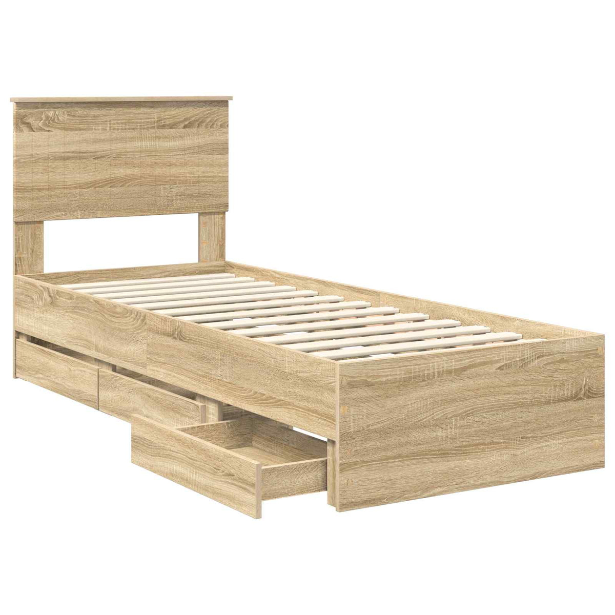 Bed Frame with Drawer Sonoma Oak 75 x 190 cm Engineer Wood