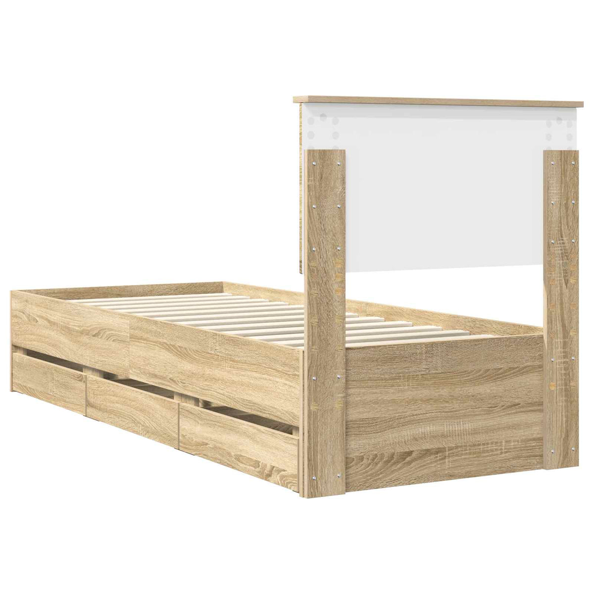 Bed Frame with Drawer Sonoma Oak 75 x 190 cm Engineer Wood