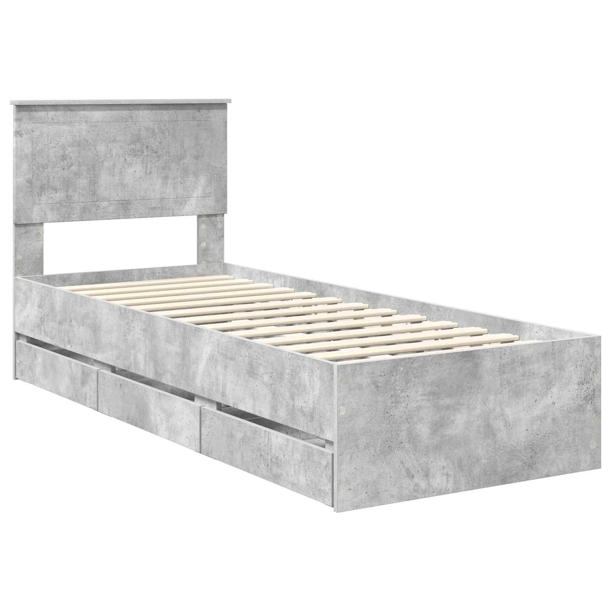 Bed Frame with Drawer Concrete Grey 75 x 190 cm Engineer Wood