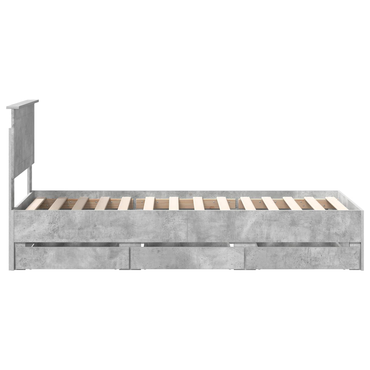 Bed Frame with Drawer Concrete Grey 75 x 190 cm Engineer Wood