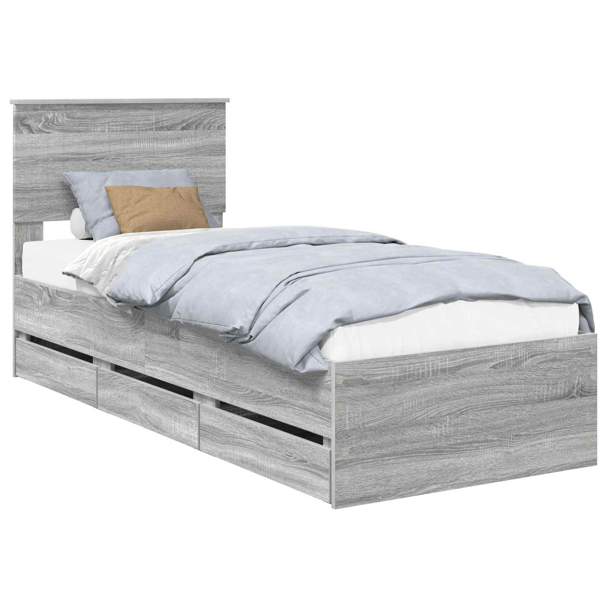 Bed Frame with Drawer Grey Sonoma 75 x 190 cm Engineer Wood