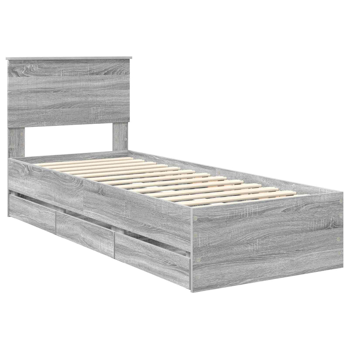 Bed Frame with Drawer Grey Sonoma 75 x 190 cm Engineer Wood