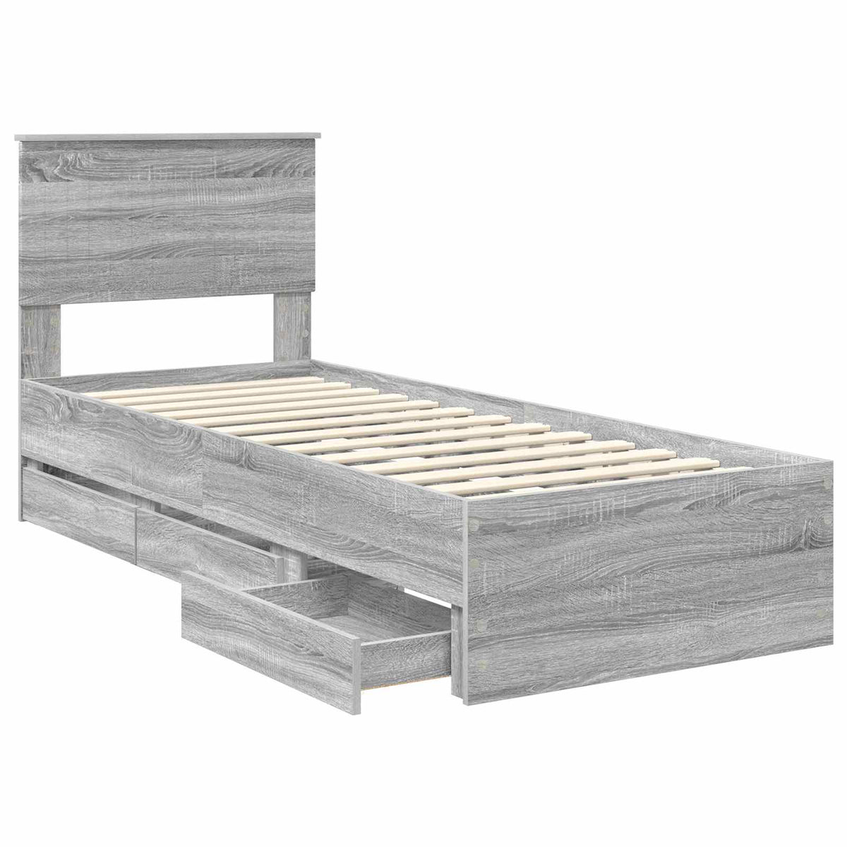 Bed Frame with Drawer Grey Sonoma 75 x 190 cm Engineer Wood