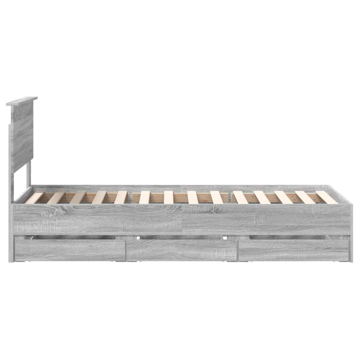Bed Frame with Drawer Grey Sonoma 75 x 190 cm Engineer Wood