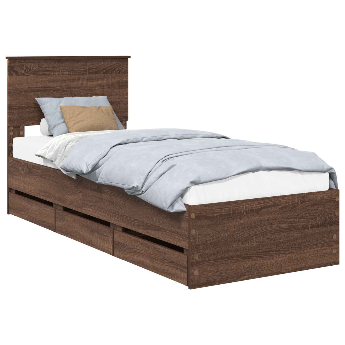 Bed Frame with Drawer Brown Oak 75 x 190 cm Engineer Wood