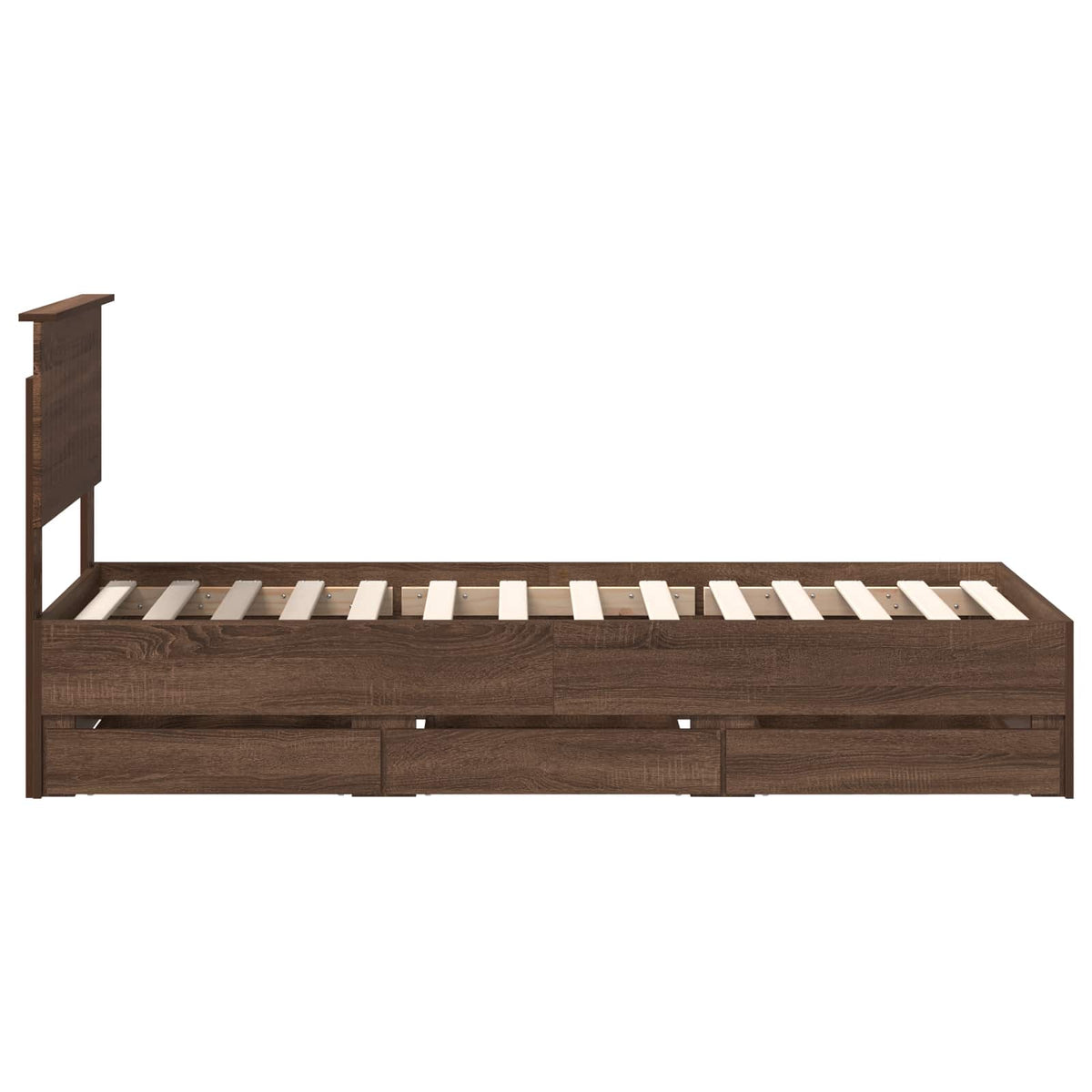 Bed Frame with Drawer Brown Oak 75 x 190 cm Engineer Wood