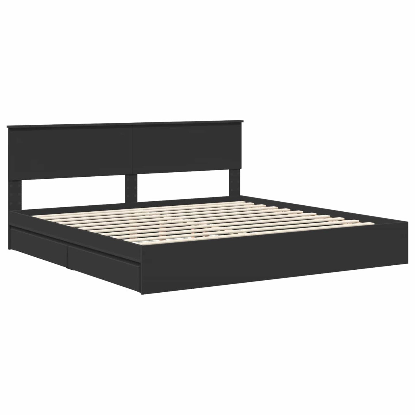 Storage Bed with Headboard Black 200 x 200 cm Engineered Wood