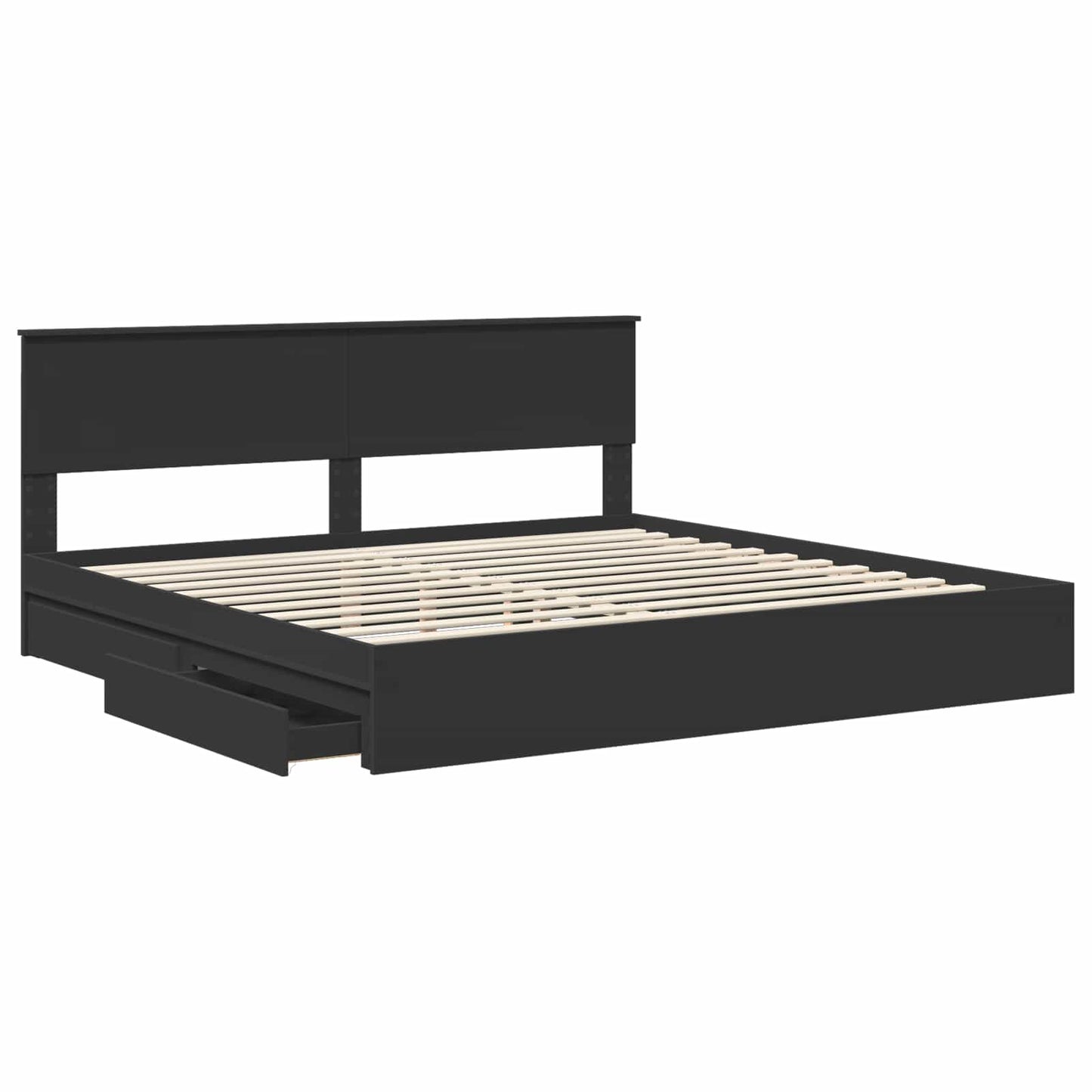 Storage Bed with Headboard Black 200 x 200 cm Engineered Wood
