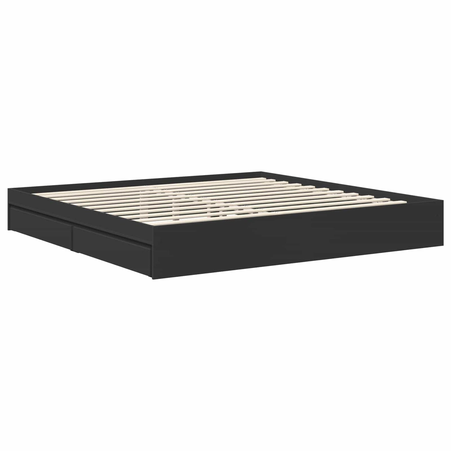 Storage Bed with Headboard Black 200 x 200 cm Engineered Wood