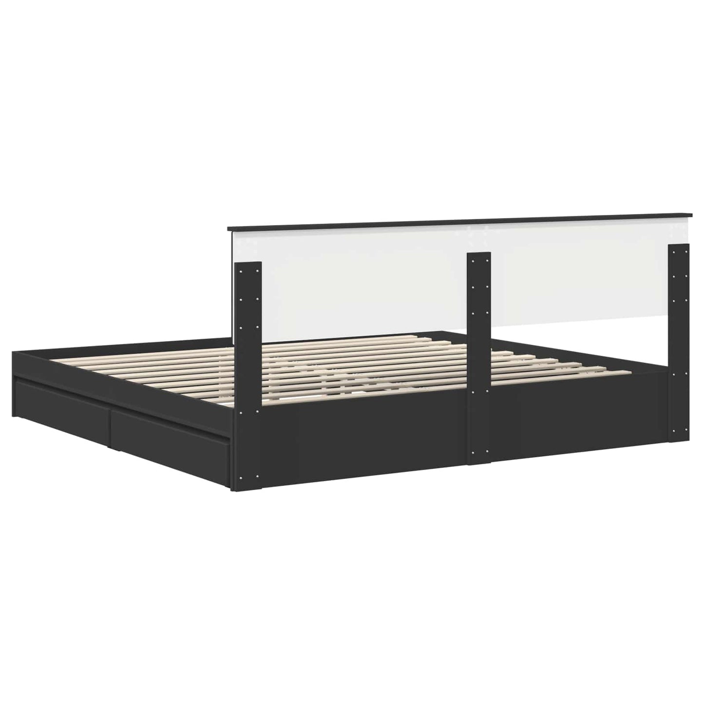 Storage Bed with Headboard Black 200 x 200 cm Engineered Wood