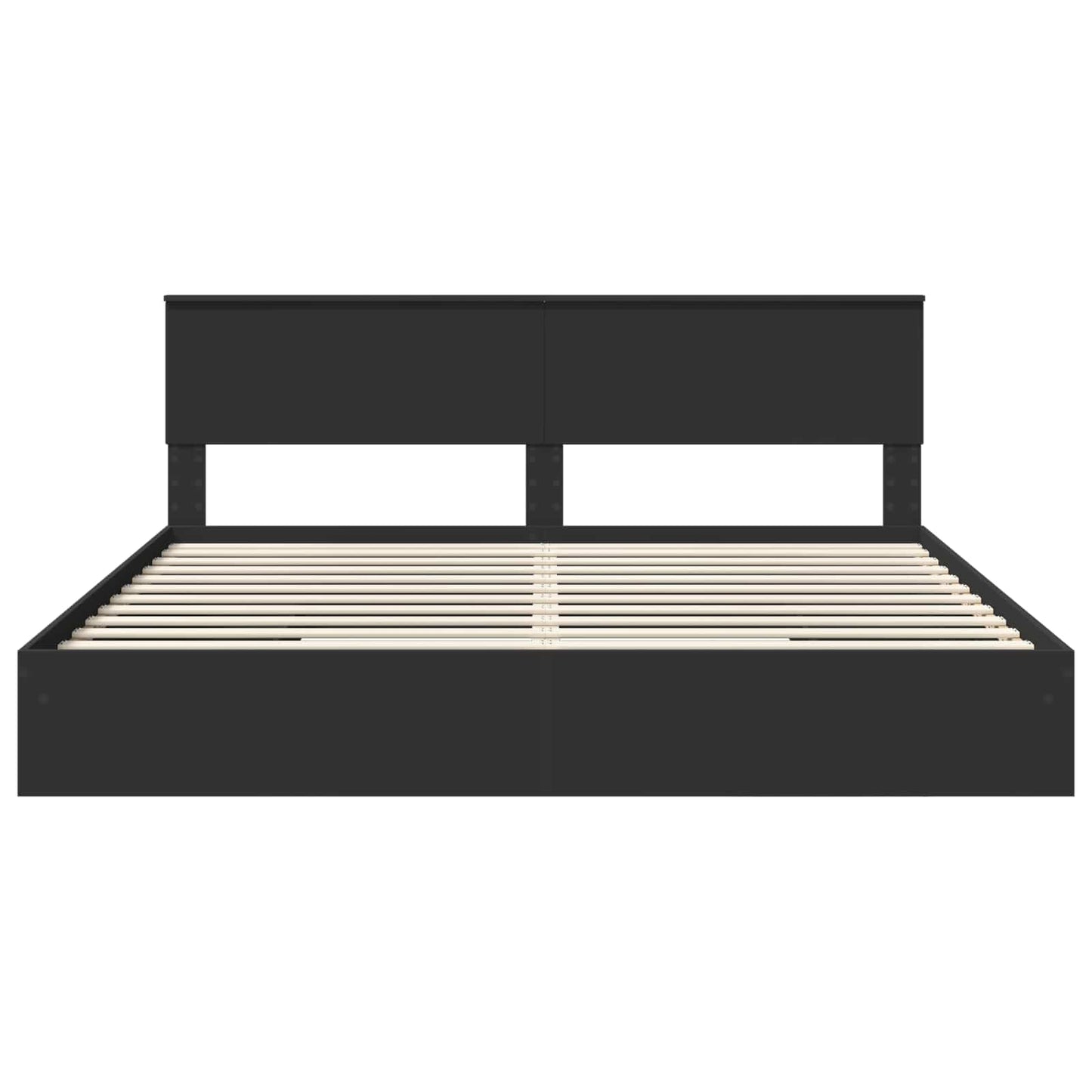 Storage Bed with Headboard Black 200 x 200 cm Engineered Wood