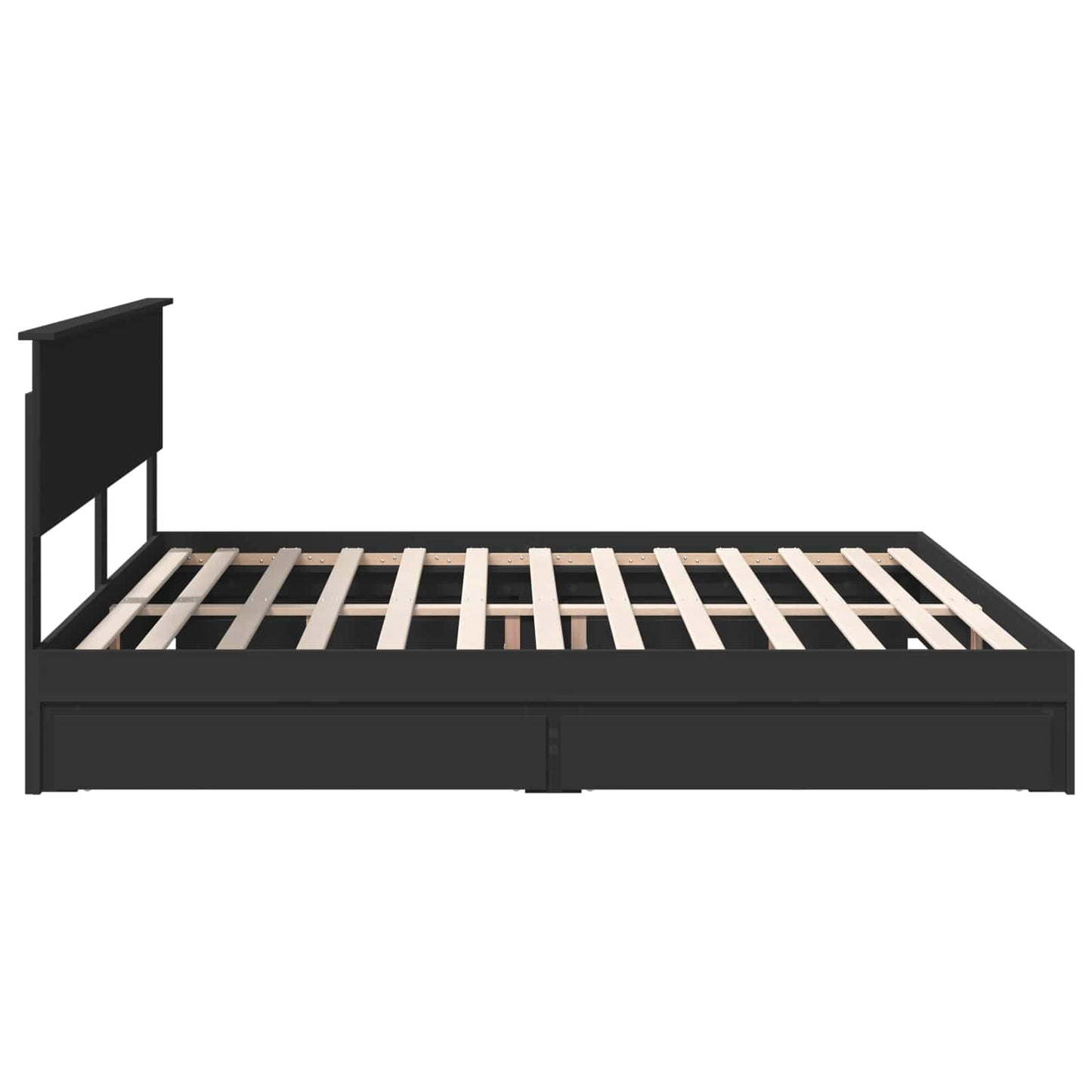 Storage Bed with Headboard Black 200 x 200 cm Engineered Wood