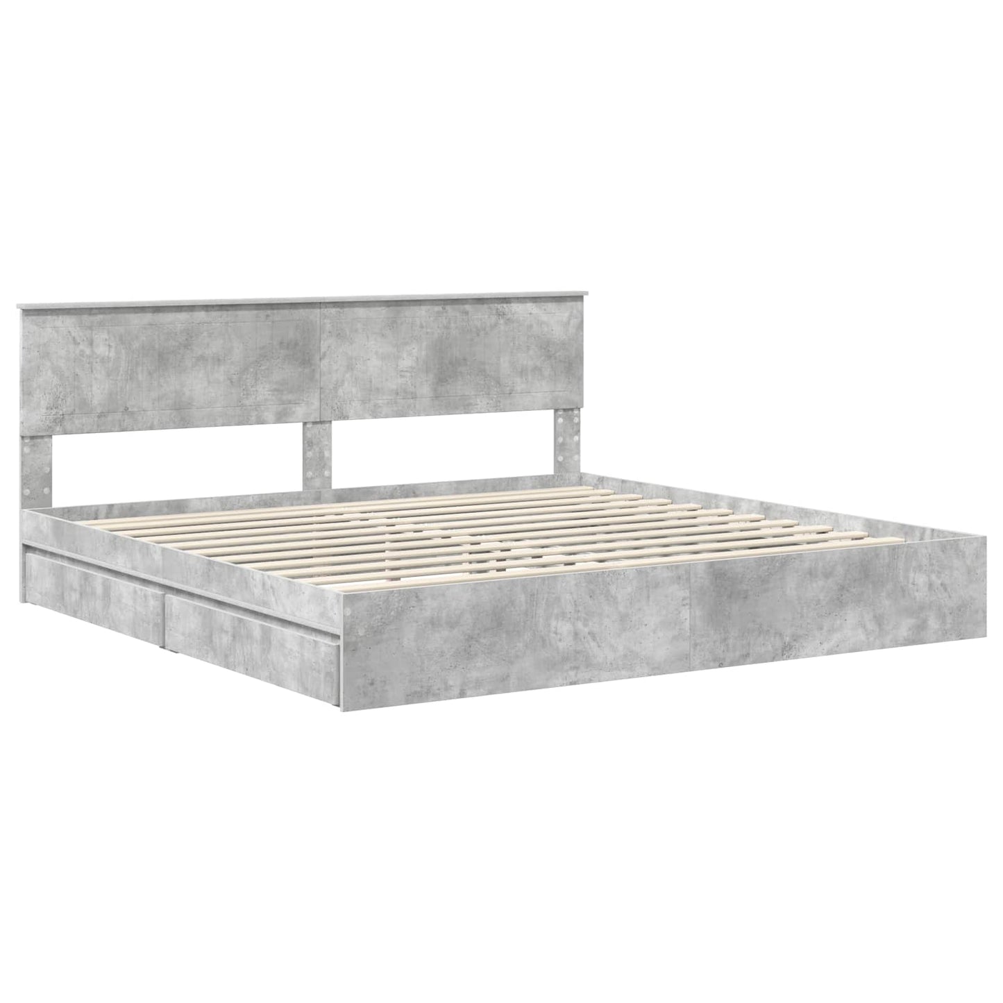 Storage Bed Concrete Grey 200 x 200 cm Engineered Wood