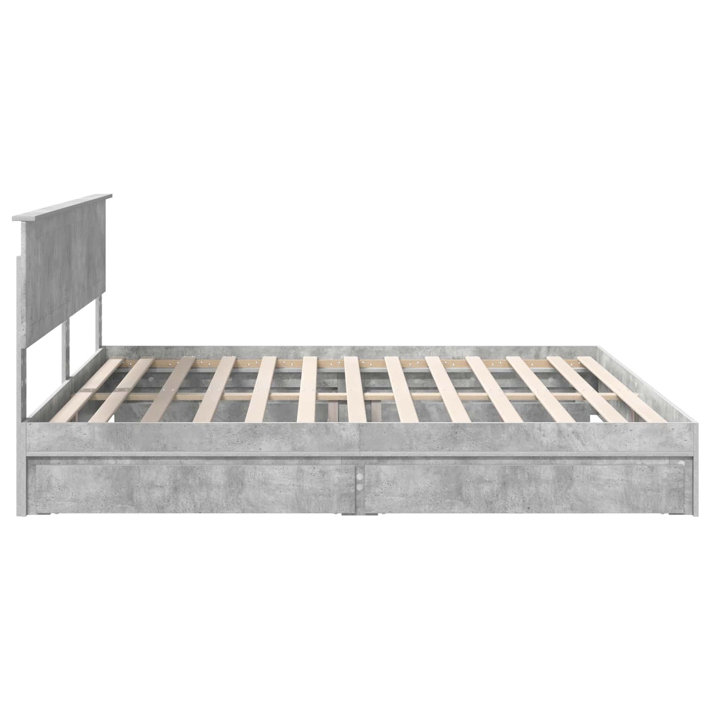 Storage Bed Concrete Grey 200 x 200 cm Engineered Wood