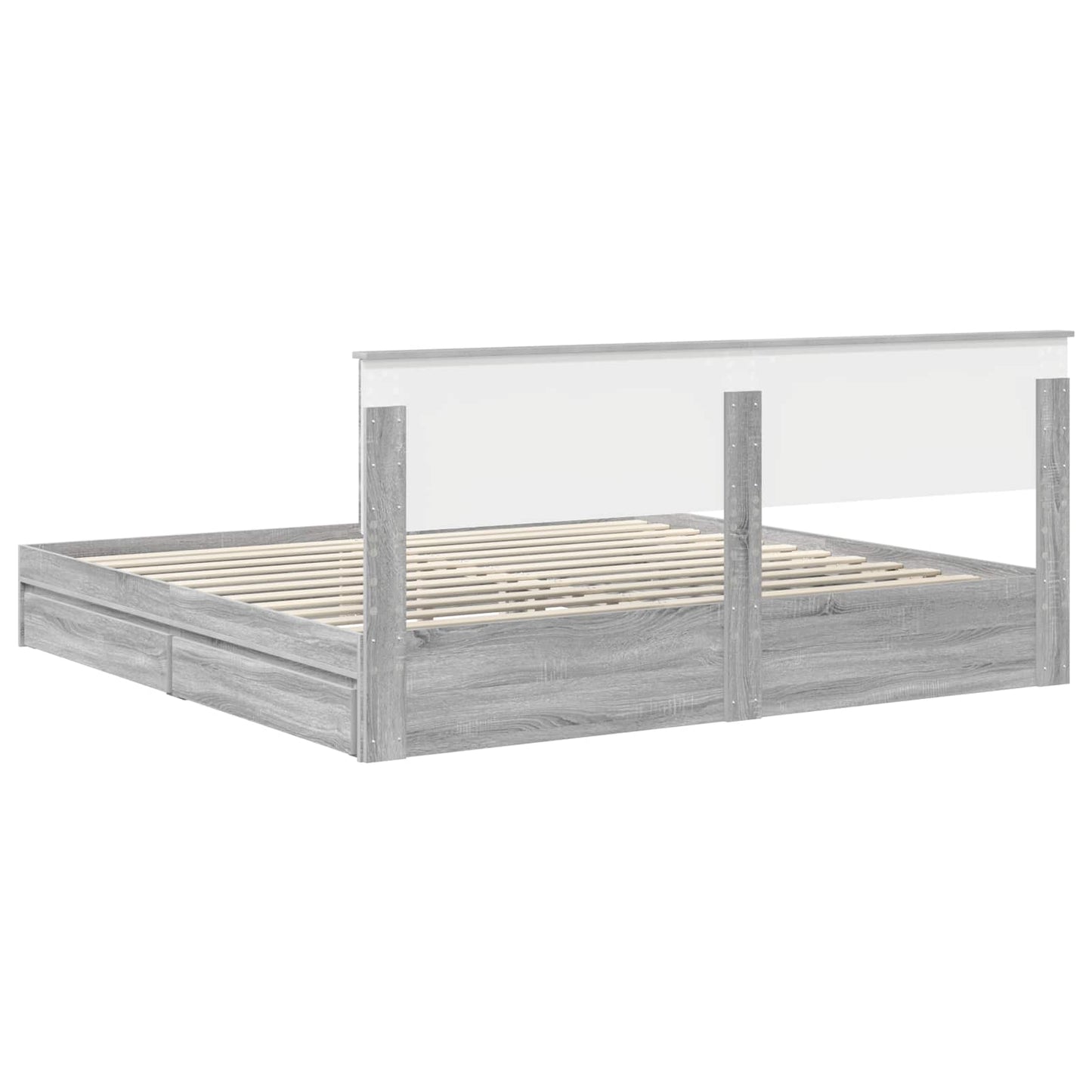 Storage Bed Grey Sonoma 200 x 200 cm Engineered Wood