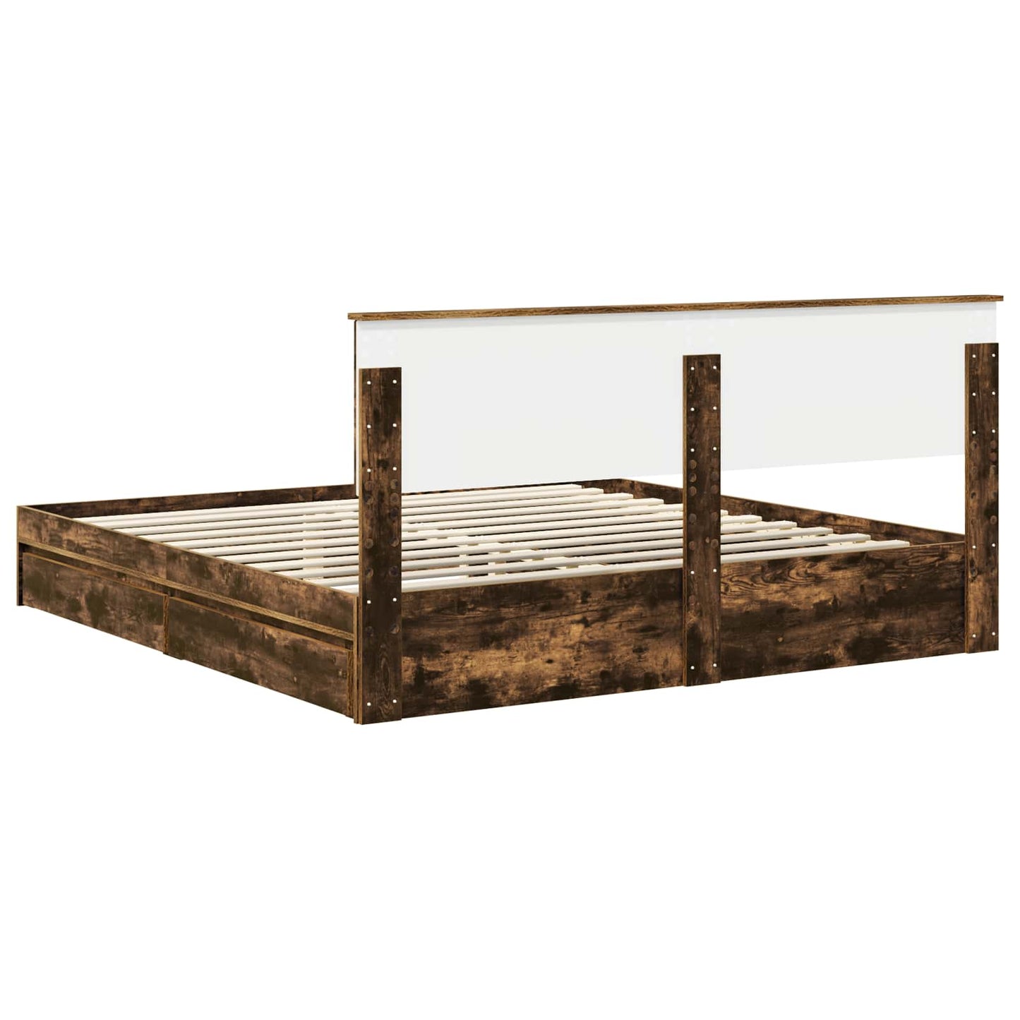 Storage Bed with Drawer Smoked Oak 180 x 200 cm Engineered Wood