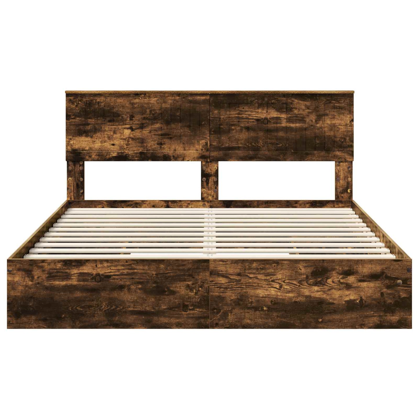 Storage Bed with Drawer Smoked Oak 160 x 200 cm Engineered Wood