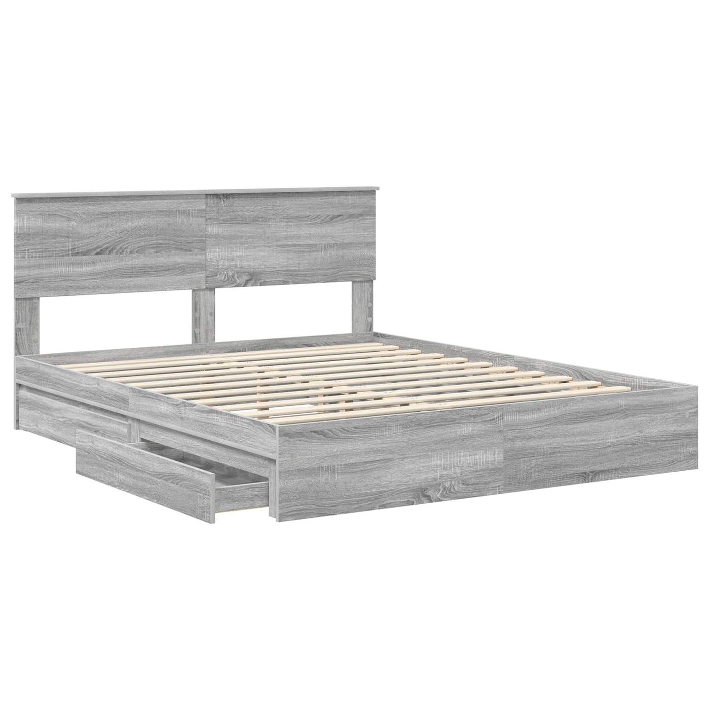 Storage Bed Grey Sonoma 160 x 200 cm Engineered Wood