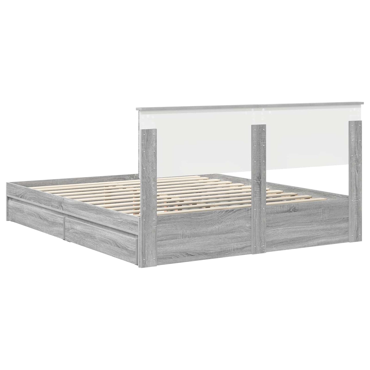 Storage Bed Grey Sonoma 160 x 200 cm Engineered Wood