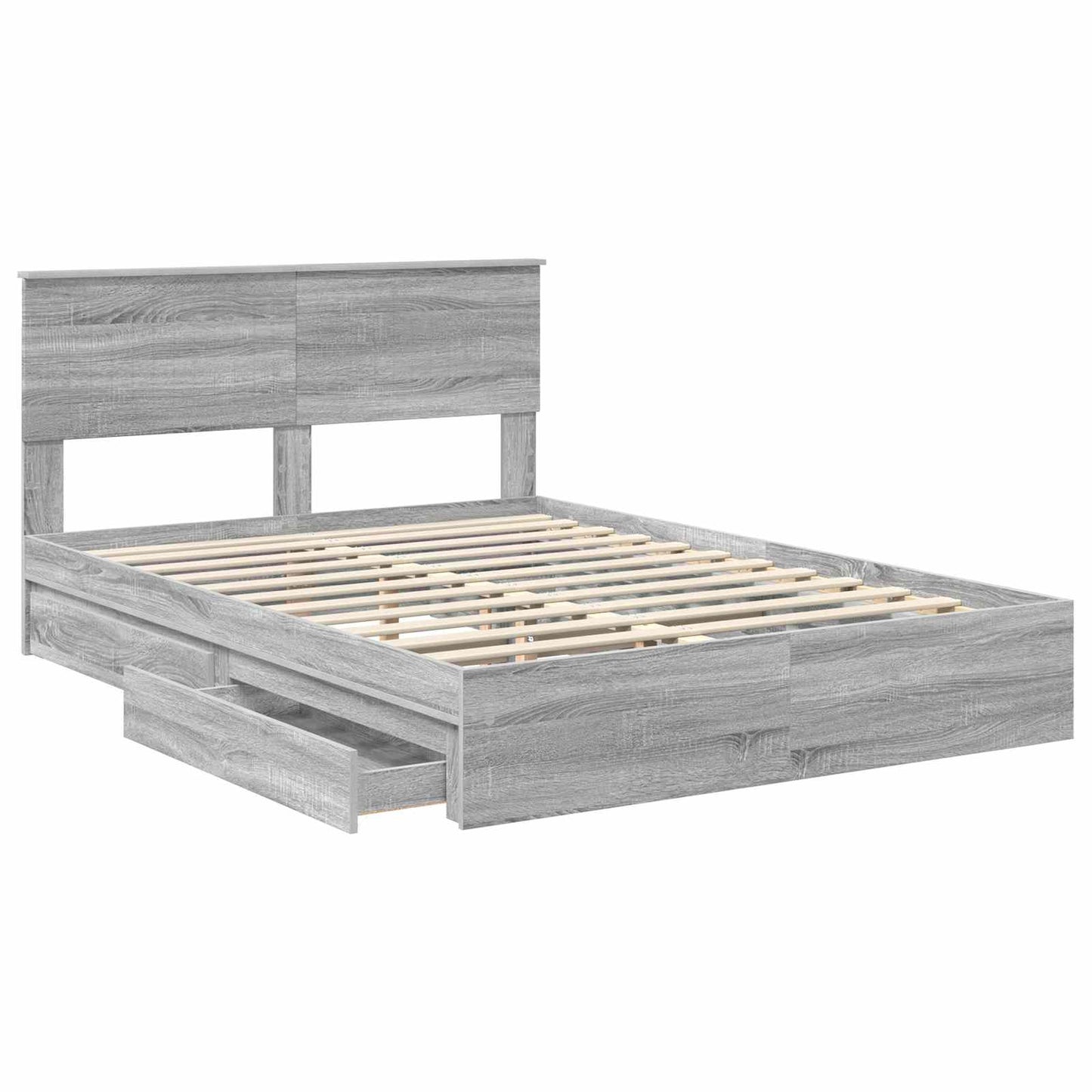 Storage Bed Grey Sonoma 140 x 200 cm Engineered Wood