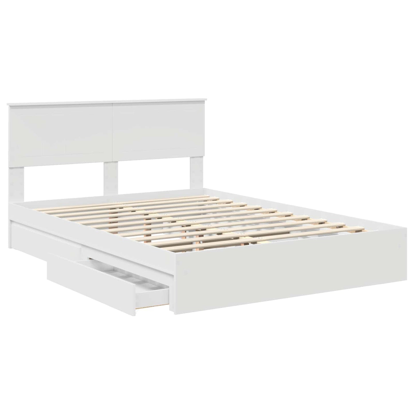 Storage Bed with Headboard White 140 x 190 cm Engineered Wood