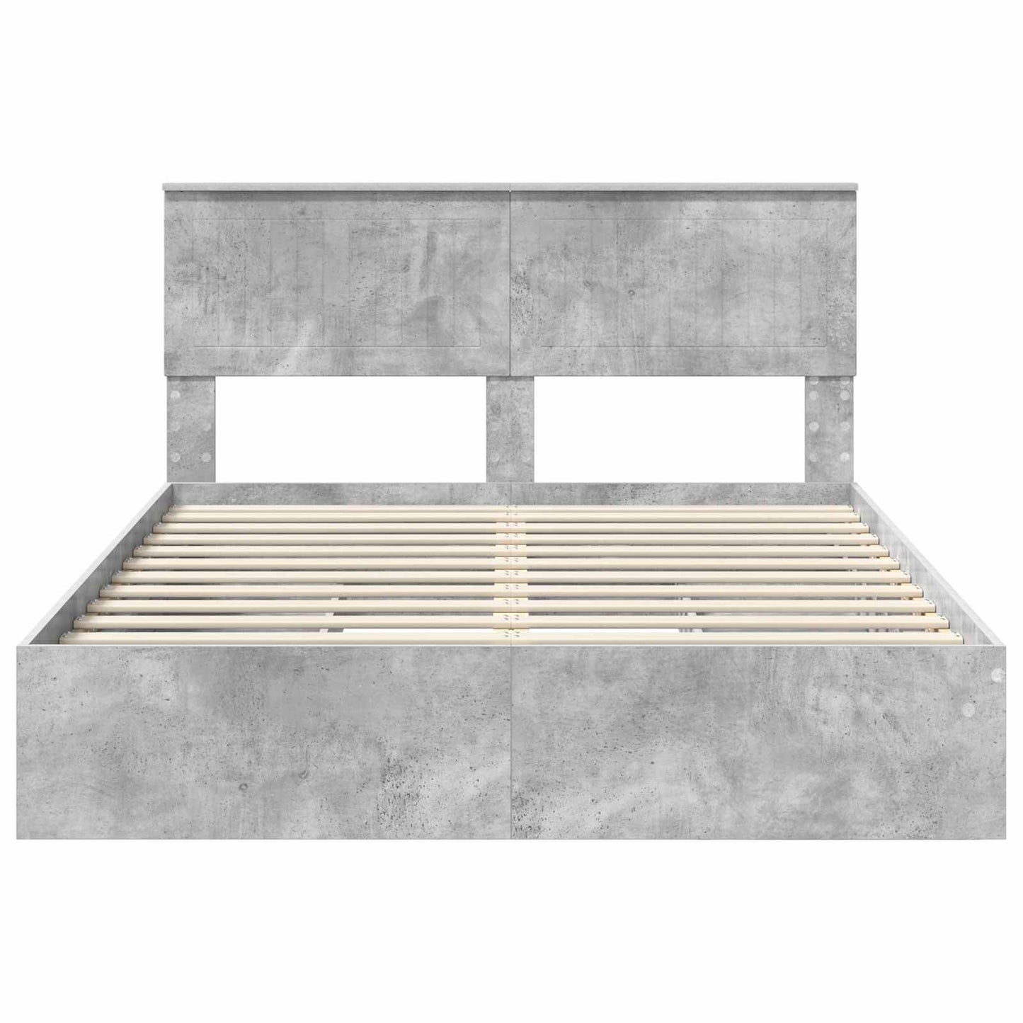 Storage Bed Concrete Grey 135 x 190 cm Engineered Wood