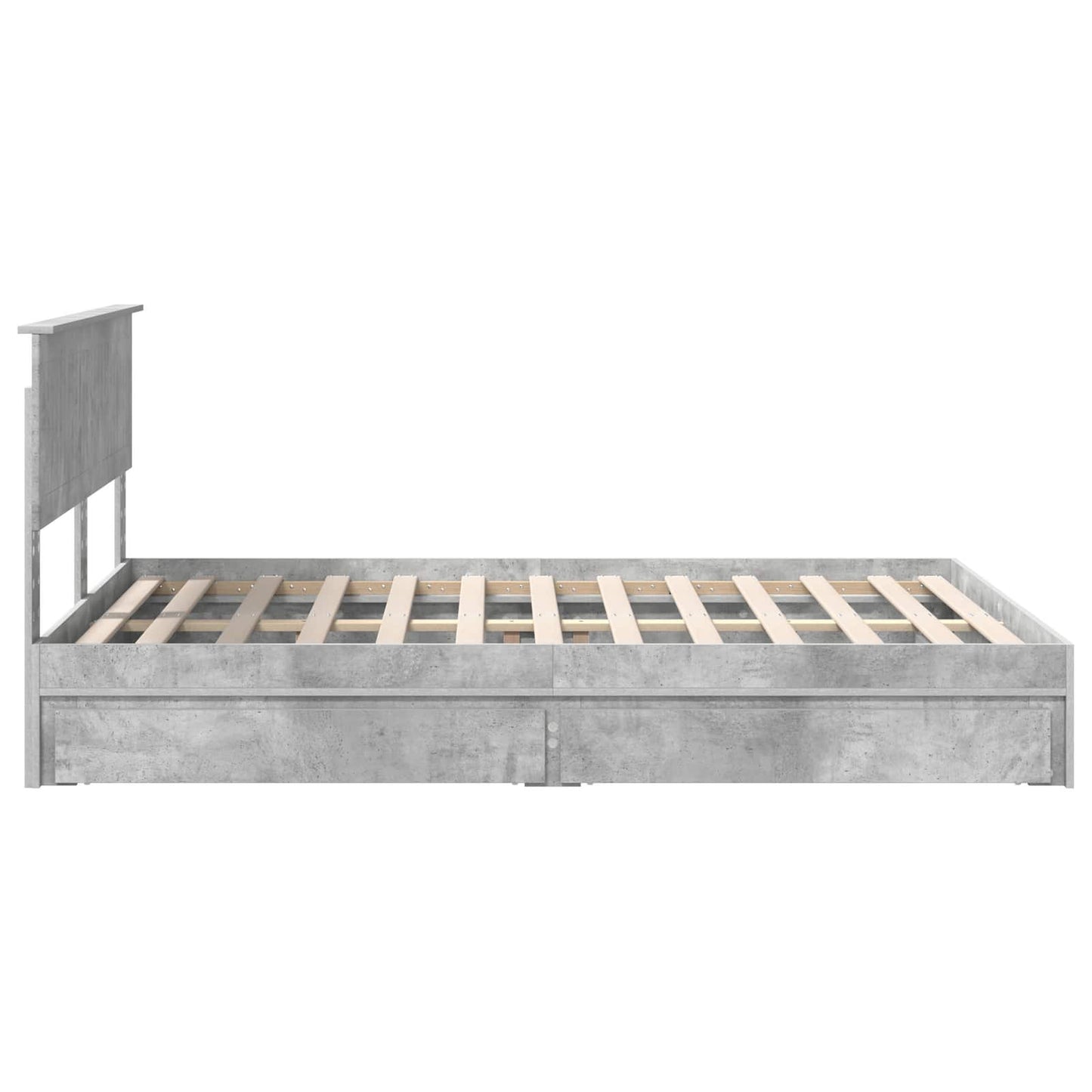 Storage Bed Concrete Grey 135 x 190 cm Engineered Wood