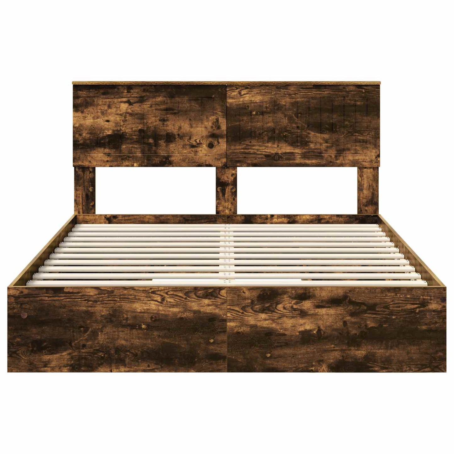 Storage Bed with Drawer Smoked Oak 135 x 190 cm Engineered Wood