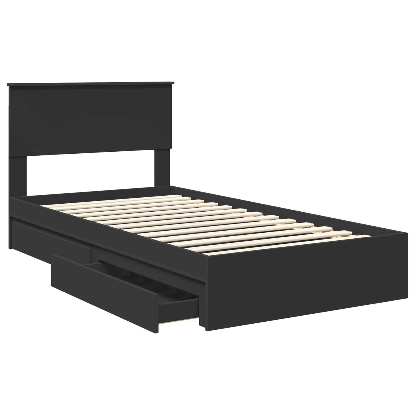 Storage Bed with Headboard Black 100 x 200 cm Engineered Wood