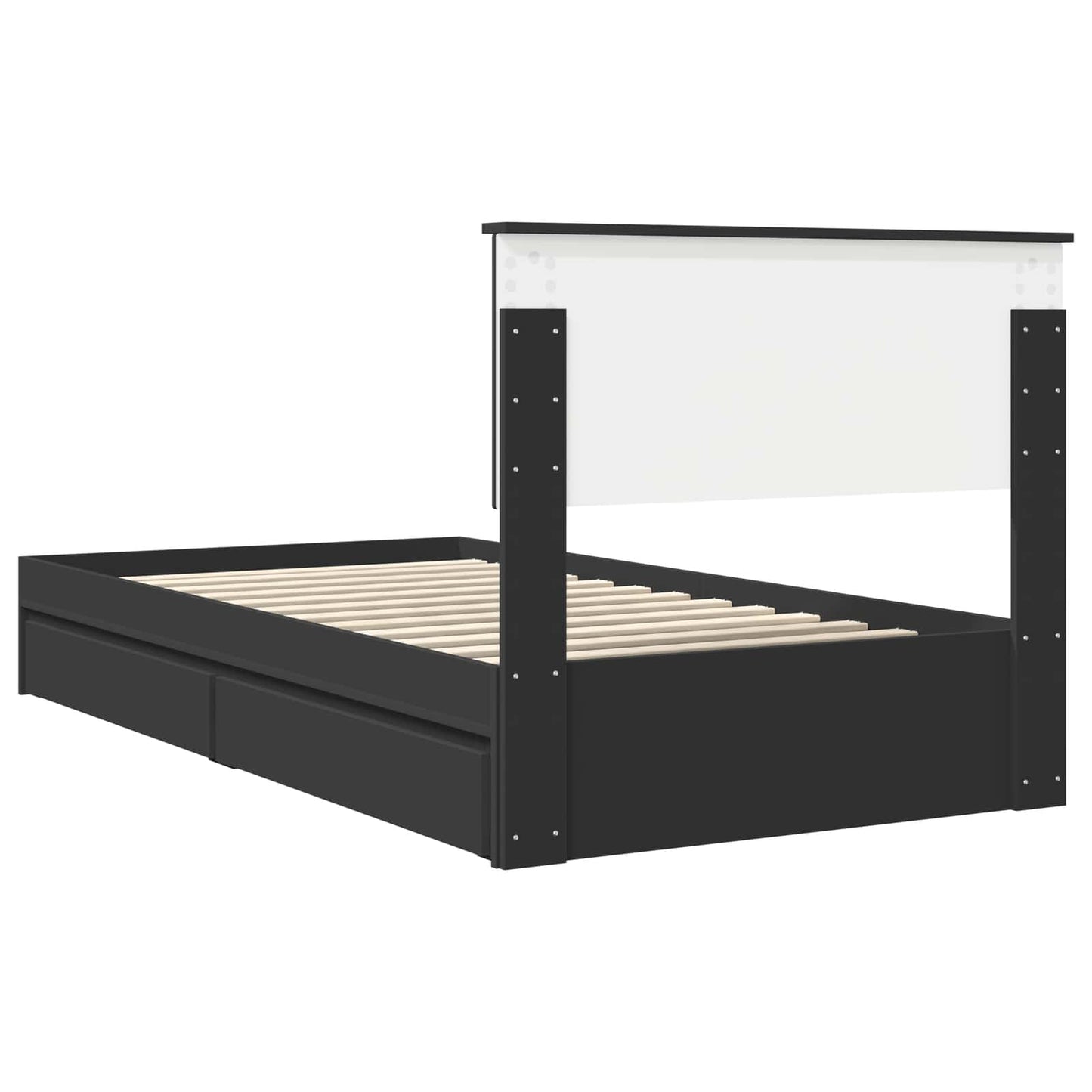 Storage Bed with Headboard Black 100 x 200 cm Engineered Wood