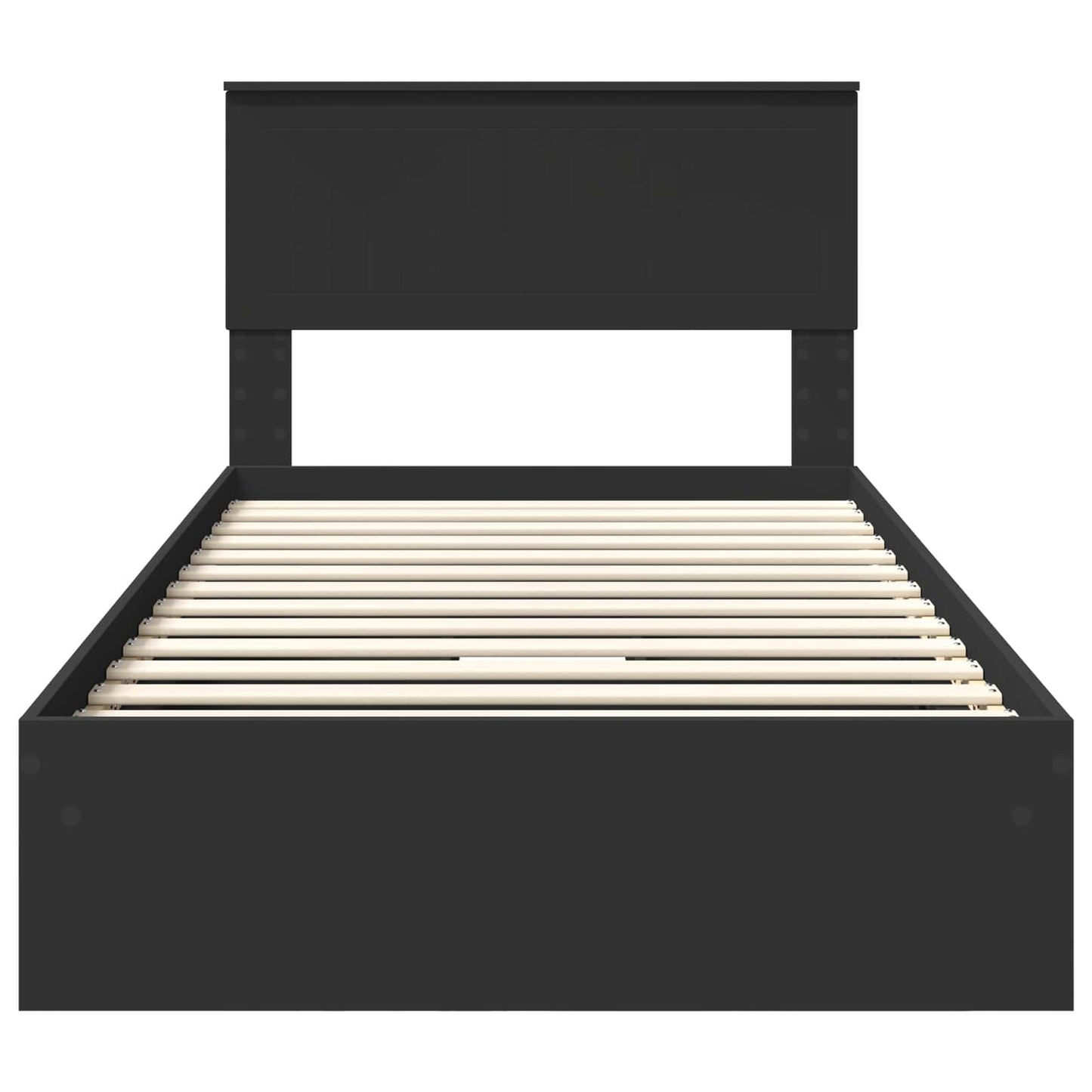 Storage Bed with Headboard Black 100 x 200 cm Engineered Wood