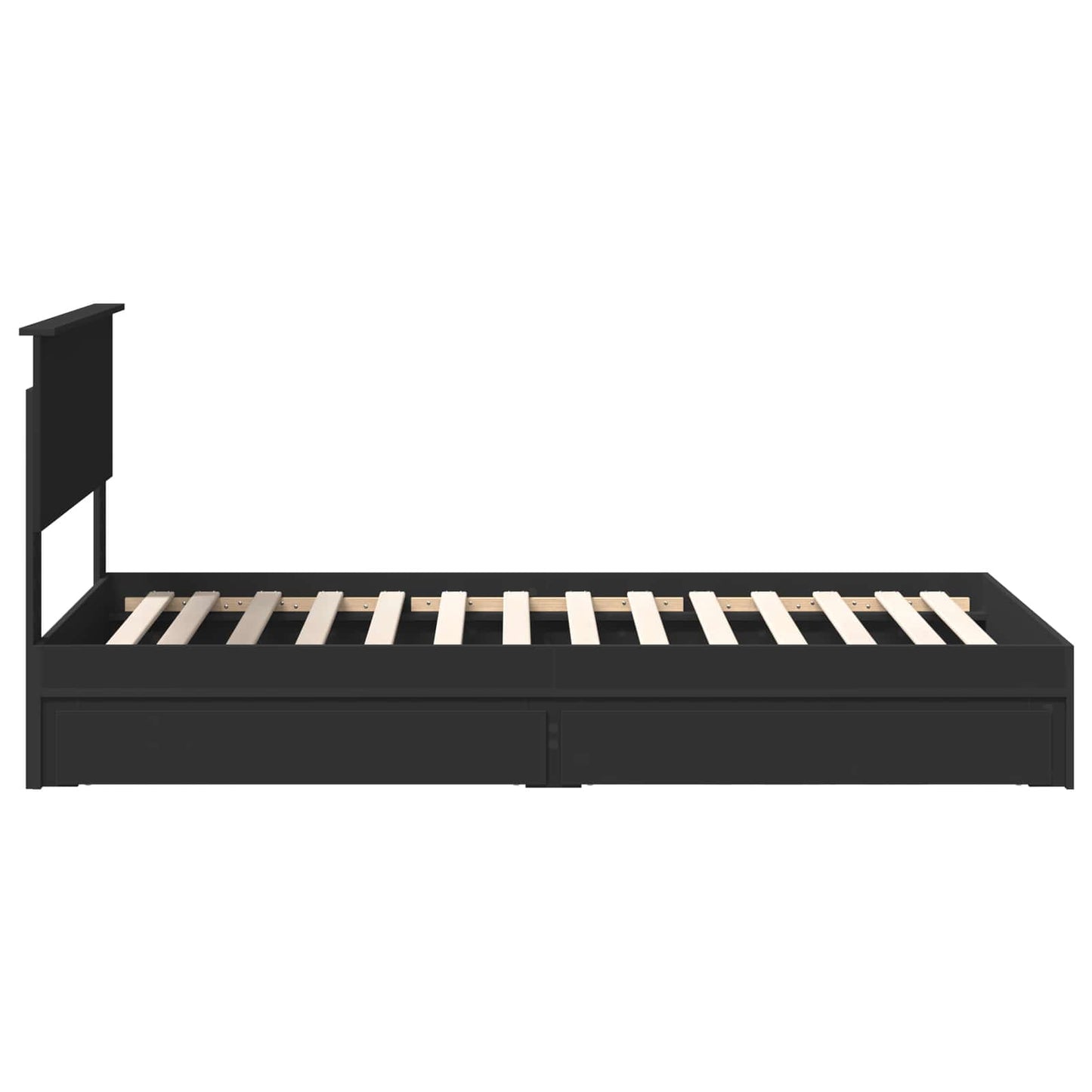 Storage Bed with Headboard Black 100 x 200 cm Engineered Wood