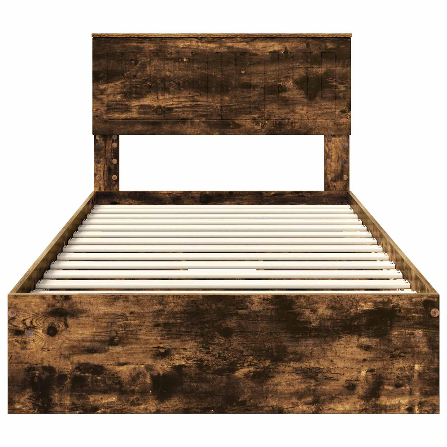 Storage Bed with Drawer Smoked Oak 100 x 200 cm Engineered Wood